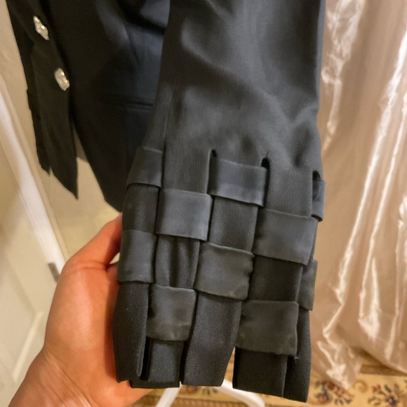 Vintage SOPHIE SITBON jacket with gorgeous jeweled buttons and checkered sleeve. - Picture 6 of 9